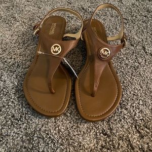 Michael Kors brown and gold small wedges size 6.5